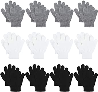 Cooraby 12 Pairs Kid's Winter Magic Gloves Children Stretchy Warm Magic Gloves Boys or Girls Knit Gloves