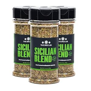 The Spice Lab Sicilian Italian Seasoning - Spicy Blend for Pasta Sauce, Veggie Pasta, Bread Dipping Seasoning and Pizza - All Natural, Non GMO Italian Popcorn Seasoning - 2.8 oz Shaker 3 Pack – 7042