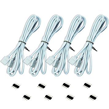 ZITRADES(TM) 4PCS 2M long extension cable connect female plug for RGB 3528 5050 strip with 8pcs 4pin connectors male