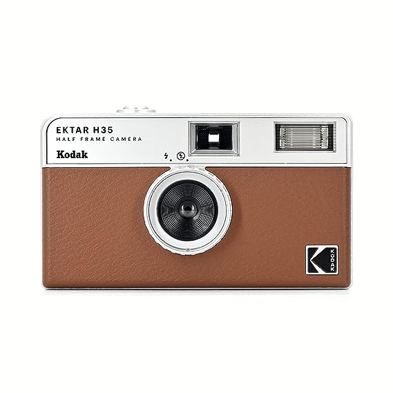 KODAK EKTAR H35 Half Frame Film Camera, 35mm, Reusable, Focus-Free, Lightweight, Easy-to-Use (Brown) (Film & AAA Battery are not Included)