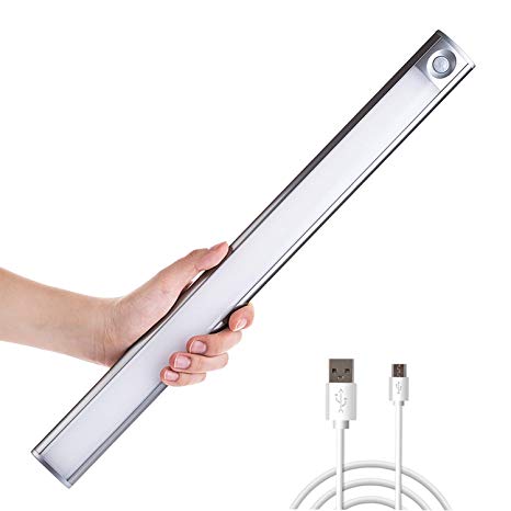 Motion Sensor Closet Light, 39cm 66 LED Under Cabinet Lighting, Wireless Luxury USB Rechargeable Night Light for Kitchen Cabinet, Closet, Wardrobe, 2 Sensor Mode (Only Motion, Motion & Light)