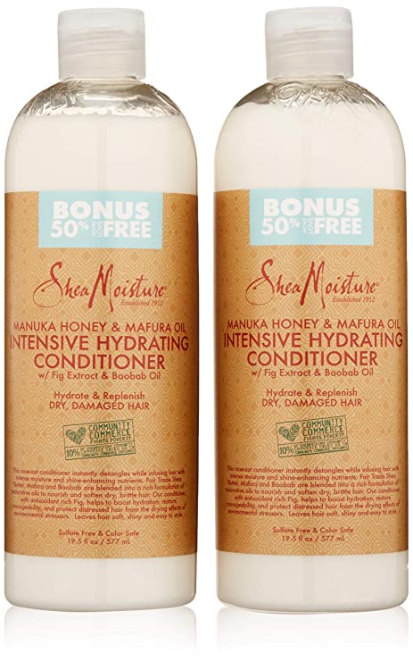 Shea Moisture Manuka Honey & Mafura Oil Intensive Hydration Hair Conditioner | 19.5 fl. Oz. | Pack of 2