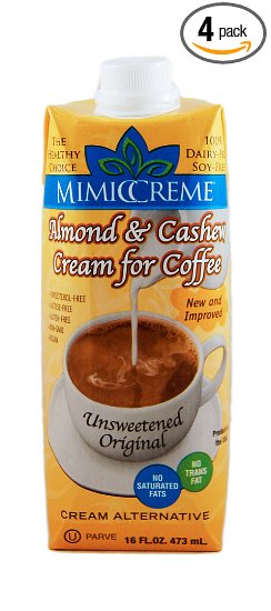 MimicCreme Cream Substitute,Almond & Cashew Cream 32-Ounce Aseptic Boxes (Pack of 4)
