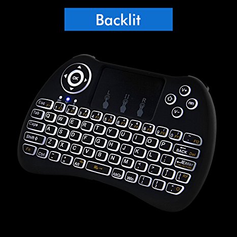 Lynec 2.4GHz Backlit Remote Wireless Keyboard Air Mouse and Touchpad for PC,Xbox 360,PS3,Raspberry Pi 3 ,Google Android TV Box,Nvidia Shield TV,HTPC,IPTV