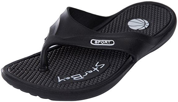 Starbay Flip Flop Comfortable Sandals for Men Black Size 12