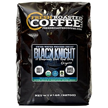 Black Knight Decaf Organic Fair Trade Coffee, Whole Bean, Water Decaf, Fresh Roasted Coffee LLC. (5 LB)