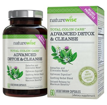 NatureWise Total Colon Care Advanced Detox and Cleanse with Digestive Enzymes for Health and Weight Loss Supplement, 60 Count