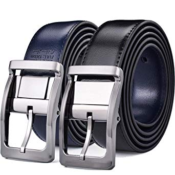 Belts for Men Reversible Leather 1.25” Waist Strap Fashion Dress Buckle Beltox