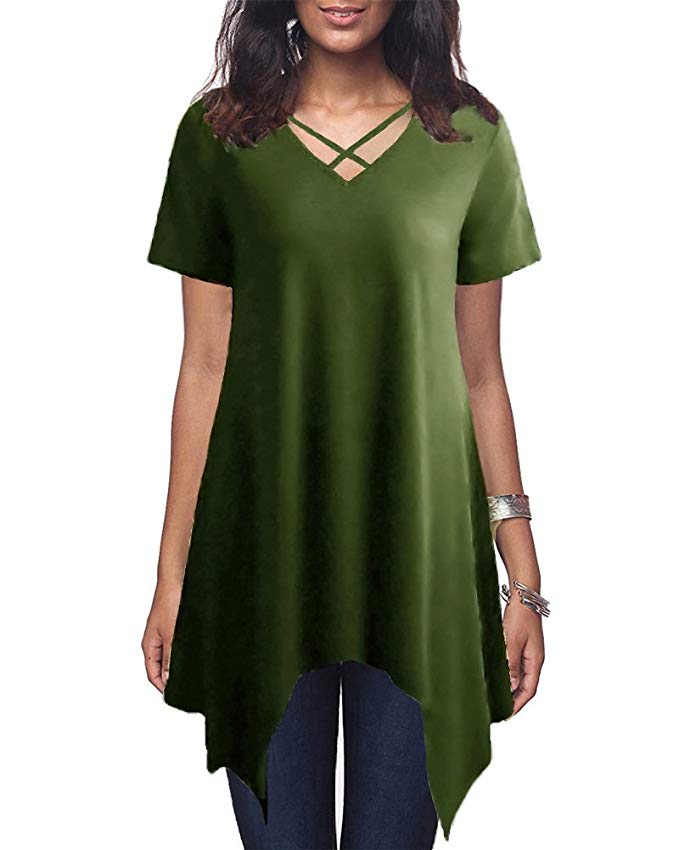 Anself Women Casual Swing T-Shirt Dresses with Pockets Tunic Tank Tops