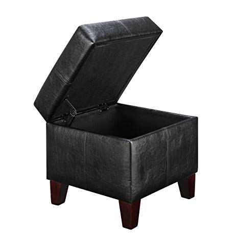 Dorel Living Storage Ottoman, Small, Black