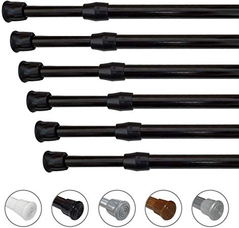 KXLife 6 Pack Spring Tension Curtain Rod, Cupboard Bars Rod,22-35",Black