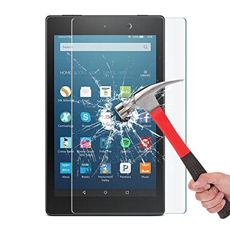 All-New Fire HD 8 Tempered Glass Screen Protector fit for Fire HD 8 & Fire HD 8 Kids Edition Tablet with Alexa 2017 Released Ship From USA