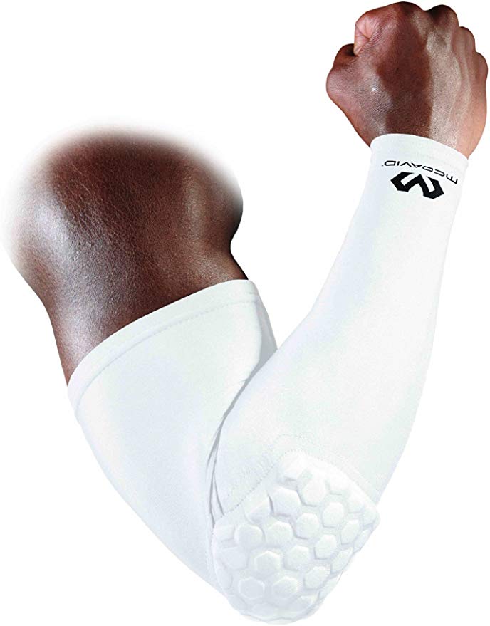 Mcdavid 6500 Hex Padded Arm Sleeve, Compression Arm Sleeve w/ Elbow Pad for Football, Volleyball, Baseball Protection, Youth & Adult Sizes, Sold as Single Unit (1 Sleeve)