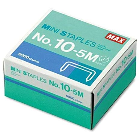 Mini Staples for use in Max HD-10DF Stapler, 3/8" Crownx3/16" Leg, 5000/Box MXB105M