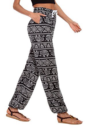 Urban CoCo Women's Floral Print Boho Yoga Pants Harem Pants Jogger Pants