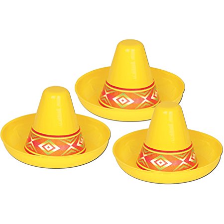 Miniature Yellow Plastic Sombrero Party Accessory (1 count)