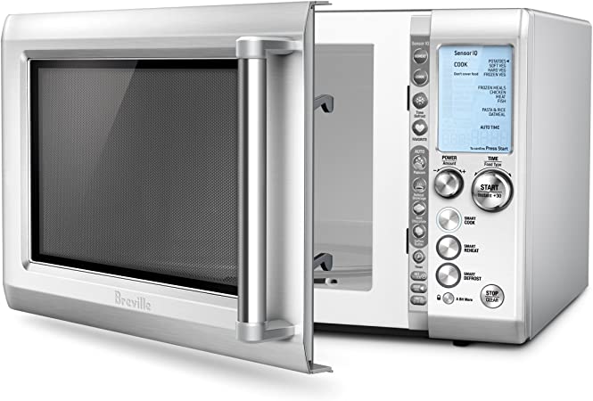 Breville Stainless Steel Quick Touch Microwave Oven with Silicone Collapsible Food Cover