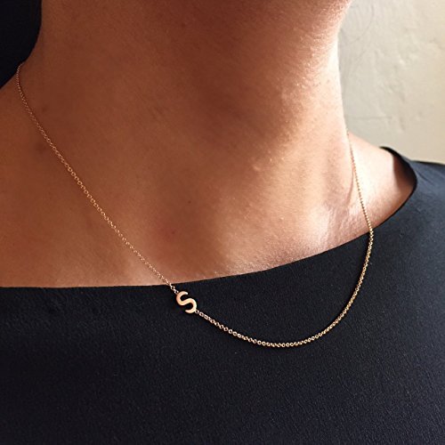 14k gold asymmetrical letter necklace