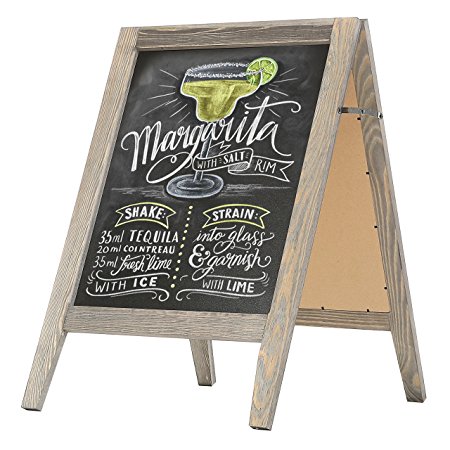 Rustic Stained Vintaged Wooden Freestanding A-Frame Double-Sided Chalkboard Sidewalk Sign
