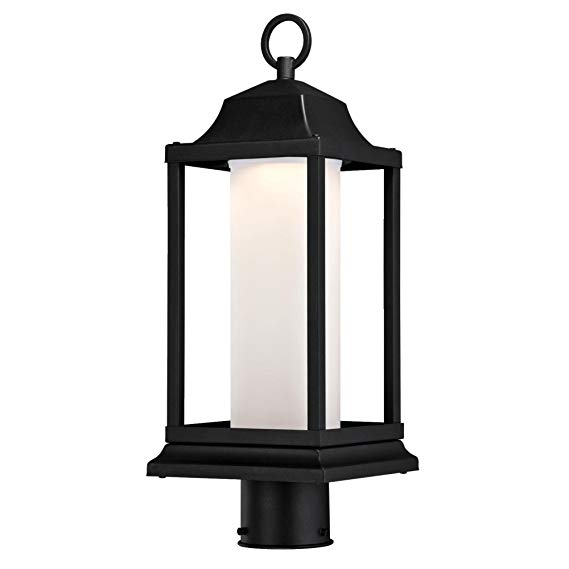 Westinghouse Lighting 6347300 Honey Brook One-Light LED Outdoor Post Top Fixture with Frosted Glass, Textured Black Finish