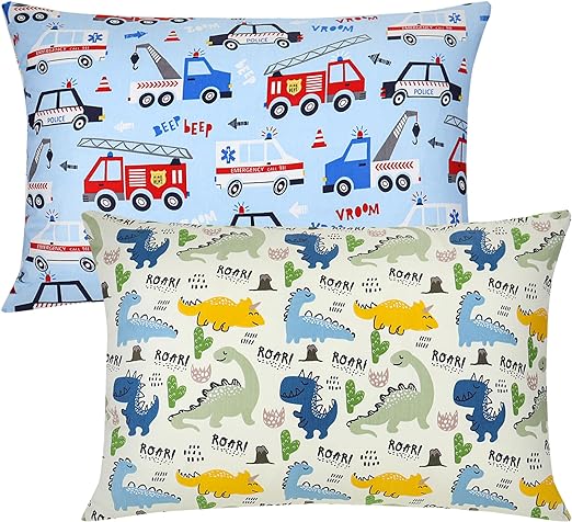 Toddler Pillow 13 X 18 Inches 100% Cotton with Pilloecase, Soft & Breathable Hypoallergenic for Cozy Sleep Travel Pillow for Boys and Girls