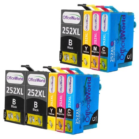 Office World 2 Sets 1 BK Replacement for Epson 252 Ink Cartridge Compatible with Epson Wf 3640 Wf 3630 Wf 3620 Wf 7610 Wf 7620 Wf 7110
