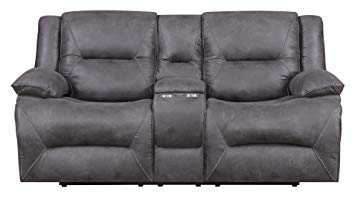 MorriSofa MNY1704-50-0030-27164 Everly Reclining Love Seat, 80.5" x 38" x 40.5", Grey with subtle brown undertones