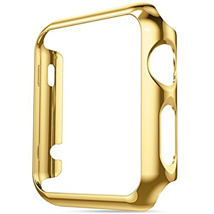 Apple Watch Case, Imymax Ultra-Thin PC Plating Bumper Frame iWatch Protective Cover Case for Apple Watch All Version (Gold 38mm)