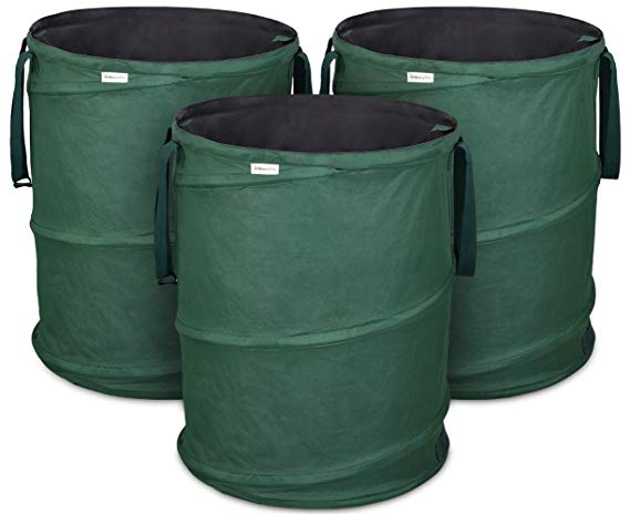 Glorytec Pop-Up Sack for Garden 3 x 170 Litre | Self Standing Premium Pop Up Garden Waste Bags Made from Very Durable Oxford 600D Polyester Leaf Sacks Stands and Foldable