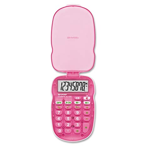 Sharp EL-S10BPK 8 Digit Bright Pink Pocket Calculator with Protective Case