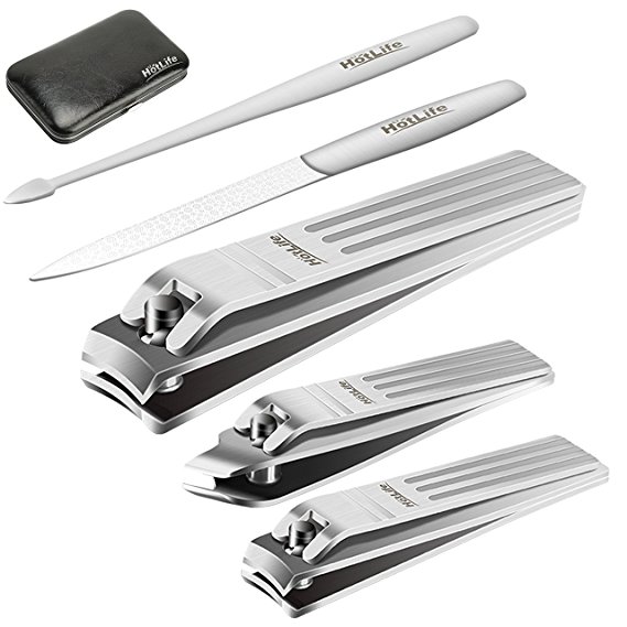 Nail Clipper Set of 5 - Premium Pedicure & Manicure Set, Professional Stainless Steel Nails Kit With luxurious Travel Case (NCS)