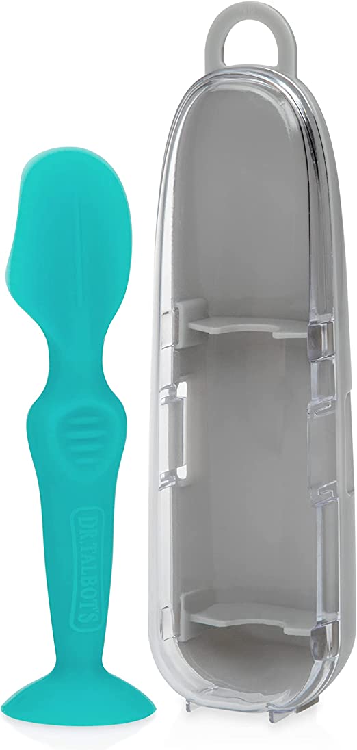 Nuby Diaper Cream Soft Silicone Brush with Suction Base & Hygienic Travel Case, Mini Size, Aqua