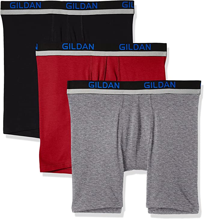 Gildan Men's Cotton Spandex Athletic Boxer Briefs, 3-Pack