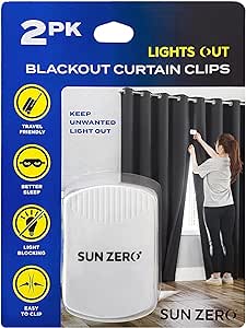 Sun Zero Lights Out Blackout Curtain Clips, Set of 2