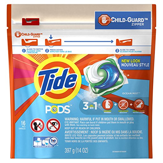 Tide PODS Ocean Mist Scent HE Turbo Laundry Detergent Pacs, 16 count