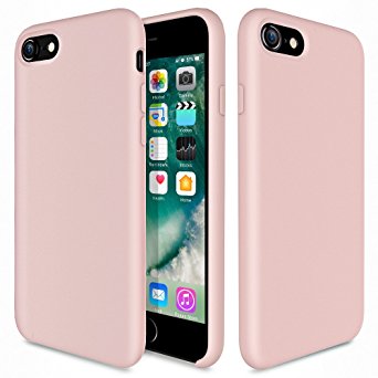 iPhone 8 Case, iPhone 7 Case, TOTU Liquid Silicone Gel Rubber Shockproof Solid with Soft Microfiber Cloth Lining Cushion Sleek and Thin Protection Case for Apple iPhone 8/ iPhone 7- Pink