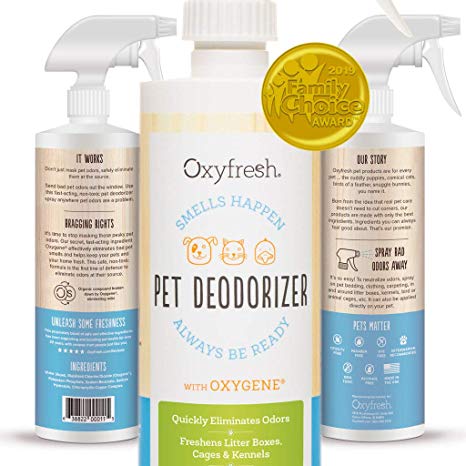 Oxyfresh Unscented All Purpose Pet Deodorizer for Dogs and Cats 16oz.- No Rinse and Cruelty Free. Spray on Pet Deodorant. Eliminate Bad Pet Smells, Kennels, Cages, Pet Beds, Litter Boxes, Pet Urine.