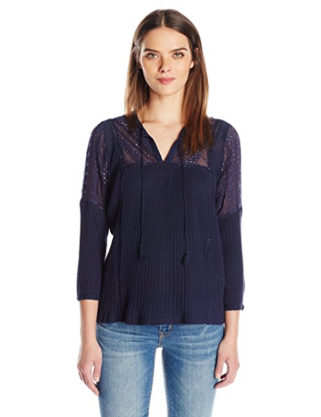 Lucky Brand Women's Eyelet Peasant Top