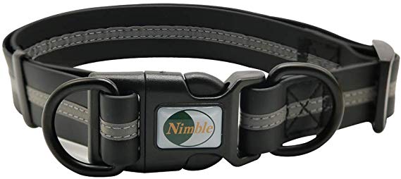 NIMBLE Dog Collar Waterproof Pet Collars Anti-Odor Durable Adjustable PVC & Polyester Soft with Reflective Cloth Stripe Basic Dog Collars S/M/L Sizes