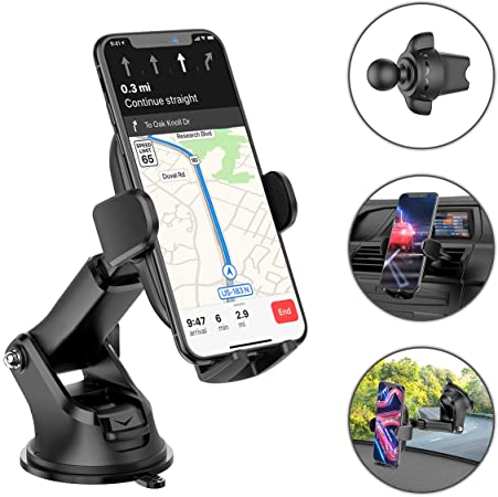 Car Phone Holder,Mpow 3 in 1 Car Mount,Upgraded Mobile Phone Mount for Cars Dashboard Windscreen Air Vent,Universal Car Cradles Mount for All iPhones11 Pro/XS Max/XR/8 Plus/7/GalaxyA50/S10 /Huawei P30