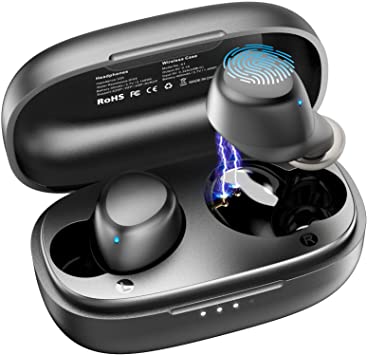 TOZO A1 Mini Wireless Earbuds Bluetooth 5.0 in Ear Light-Weight Headphones Built-in Microphone, Immersive Premium Sound Long Distance Connection Headset with Charging Case, Black