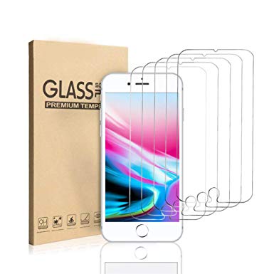 MOSBO [5 Pack] Screen Protector Compatible with iPhone 8, iPhone 7, iPhone 6S, iPhone 6, Tempered Glass Screen Protector, 4.7 inch, 3D Touch, Anti-Scratch
