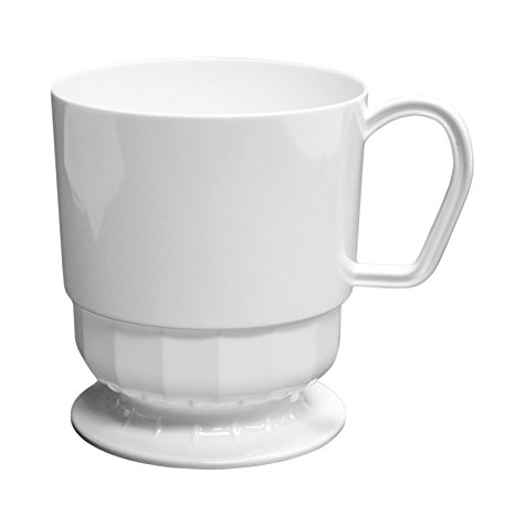 Party Essentials Elegance Hard Plastic Coffee Cup, 8-Ounce Capacity, White (Case of 120)