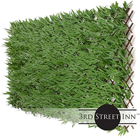 3rd Street Inn Bamboo Leaf Trellis 4-Pack - Bamboo Greenery Panel - Boxwood and Ivy Privacy Fence Substitute - DIY Flexible Fencing (Bamboo)