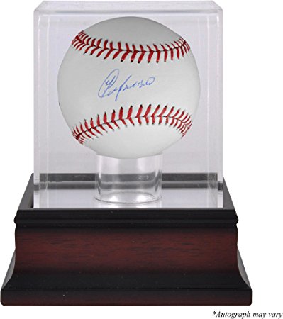 Yoenis Cespedes New York Mets Autographed Baseball and Mahogany Baseball Display Case - Autographed Baseballs