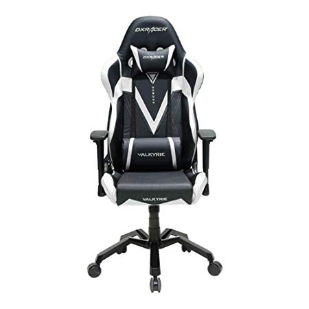 DXRacer OH/VB03/NW Black & White Valkyrie Series Gaming Chair Ergonomic High Backrest Office Computer Chair Esports Chair Swivel Tilt and Recline with Headrest and Lumbar Cushion   Warranty