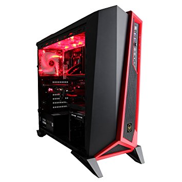 CUK Trion Custom Gaming PC (Intel i7-7700K, 32GB RAM, 512GB NVMe SSD   4TB, NVIDIA GTX 1080 Ti 11GB, Windows 10) The Best New VR Ready Tower Desktop Computer for Gamers (Black/Red)