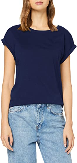 Urban Classics Women's T-Shirt Ladies Extended Shoulder Tee Basic Capsleeves, Shortsleeve T-Shirt Top with Crew Neck, Sizes: XS - 5XL