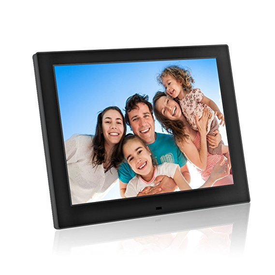 Digital Photo Frame, Jimwey 12 inch HD LCD Display Electronic Picture Frame, MP3 Picture Video Player with Calendar Clock Function, Automatic Slide Show Auto Power ON/OFF with Classic Bracket & Remote Control, A Good Holiday Gift