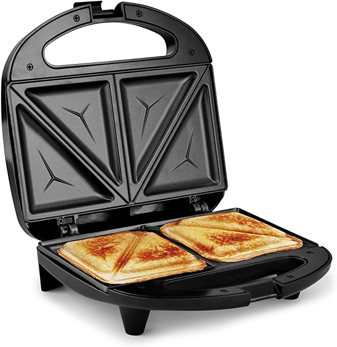 Elite Gourmet ESM2207# Sandwich Panini Maker Grilled Cheese Machine, Tuna Melt Omelets PFOA-Free Non-stick Surface, 2 Slice, Black